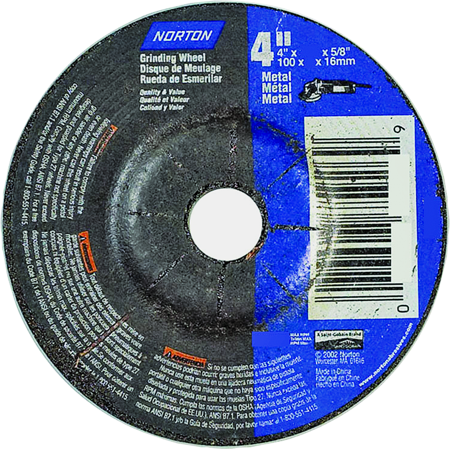 66252842014 Grinding Wheel, 4 in Dia, 1/8 in Thick, 5/8 in Arbor, 24 Grit, Extra Coarse, Aluminum Oxide Abrasive