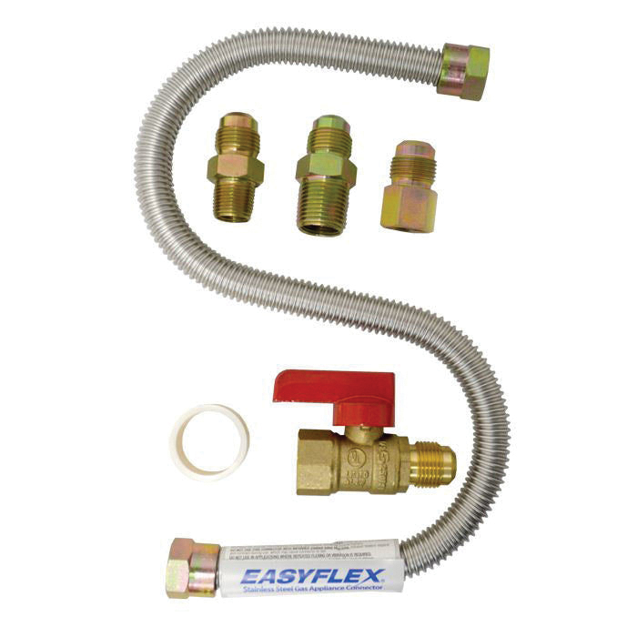 F271239 Gas Hook-Up Kit, 1-Stop, Universal, Brass/Stainless Steel