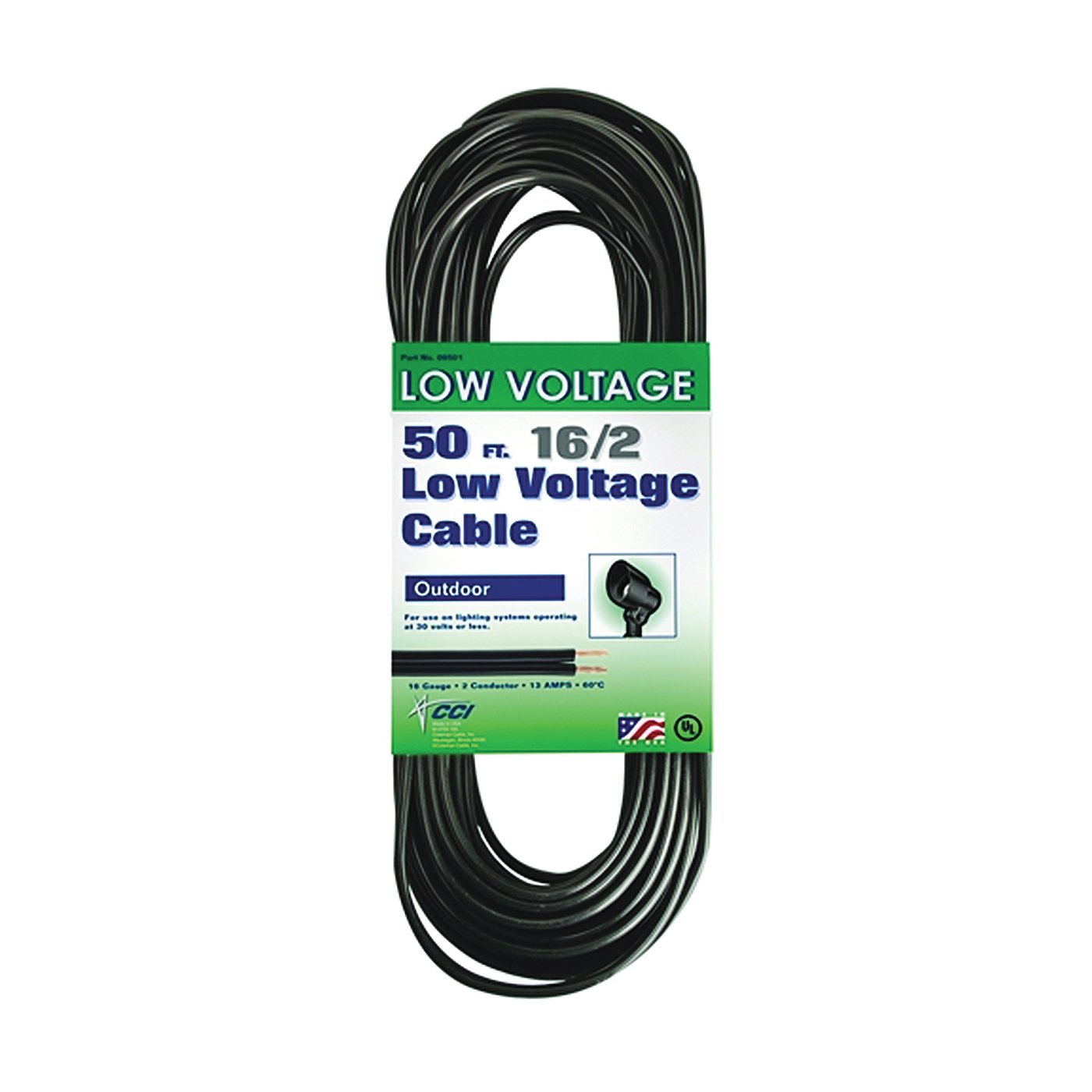 55213142 Electrical Cable, 16 AWG Wire, 2-Conductor, 50 ft L, 30 V