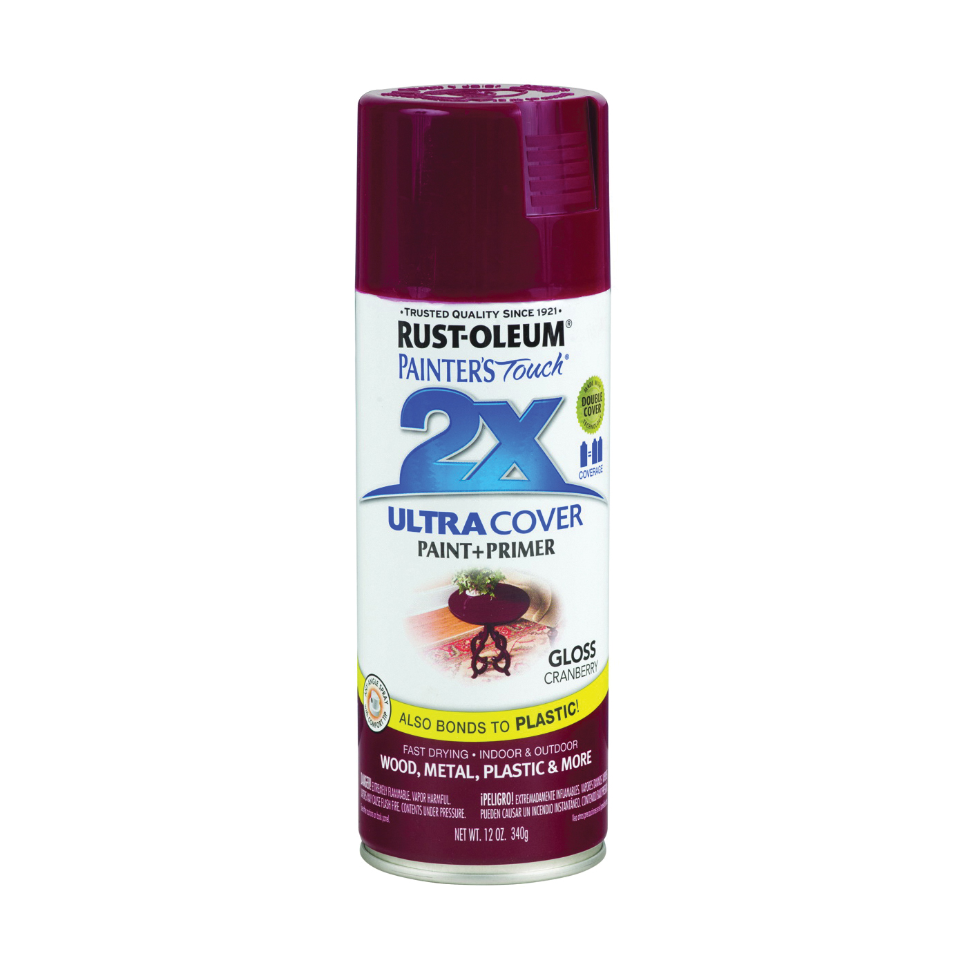 2X Ultra Cover 249863 Spray Paint, Gloss, Cranberry, 12 oz, Can - 1