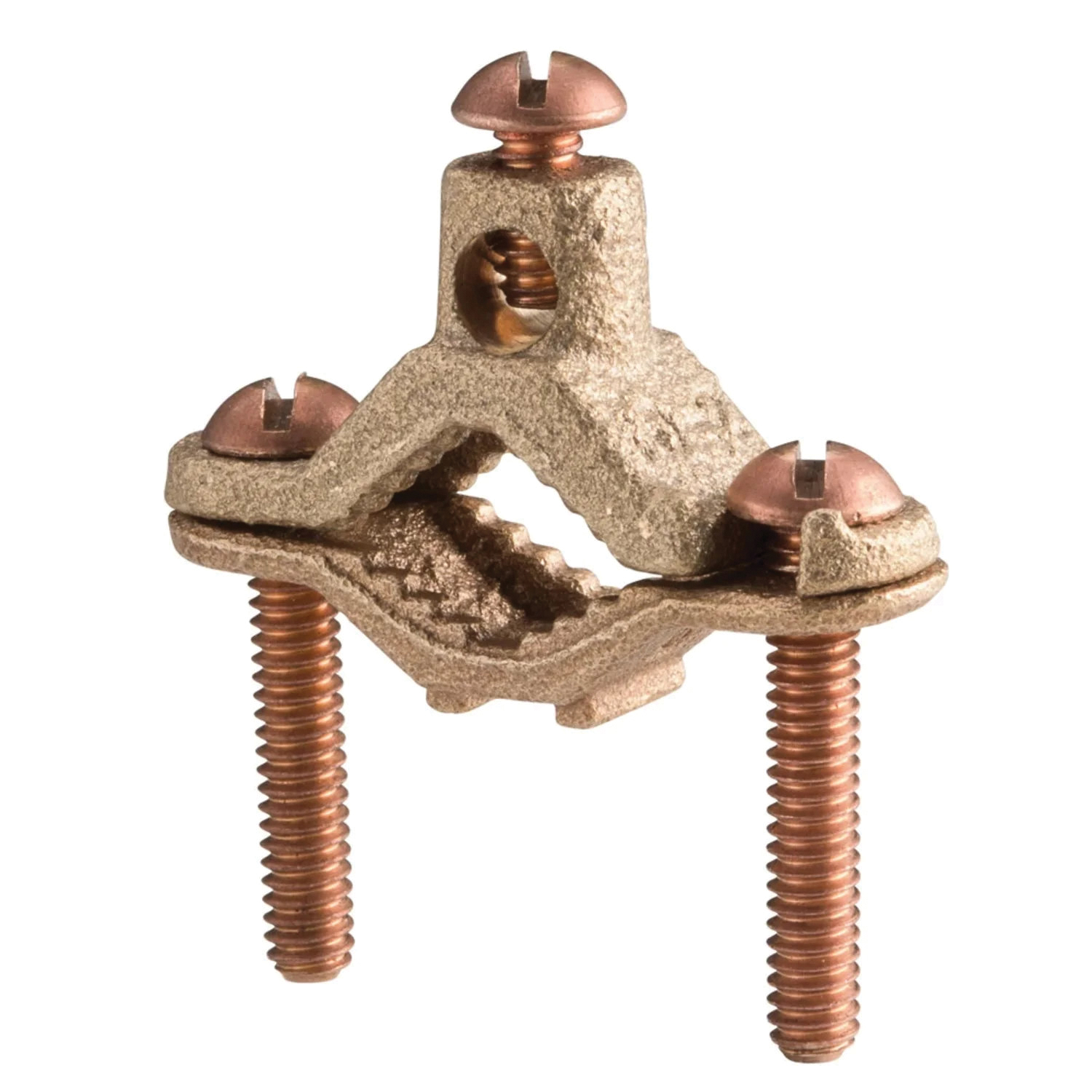 CWP1JU Pipe Clamp, Clamping Range: 1/2 to 1 in, 10 to 2 AWG Wire, Silicone Bronze