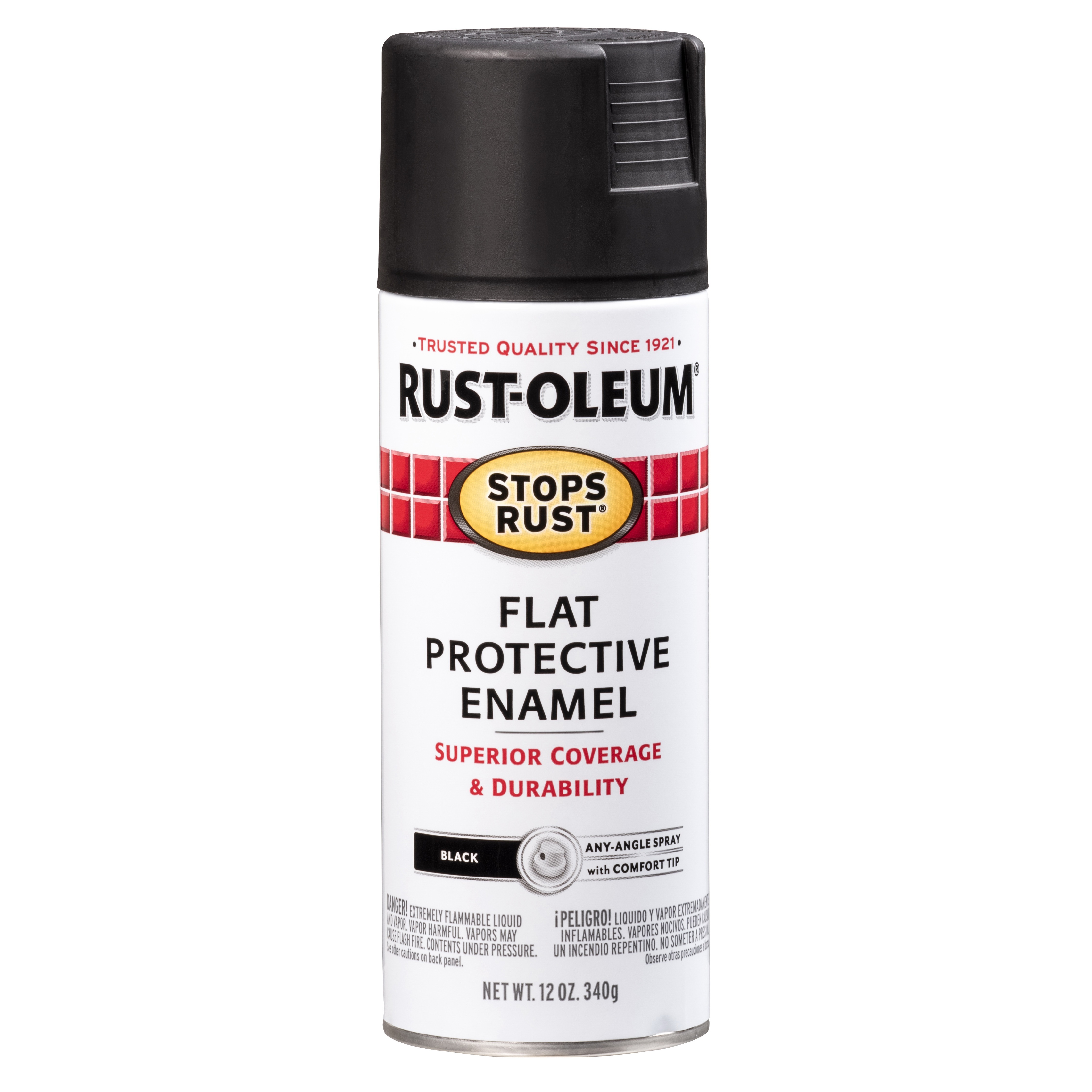 STOPS RUST 7776830 Protective Enamel Spray Paint, Flat, Black, 12 oz, Aerosol Can