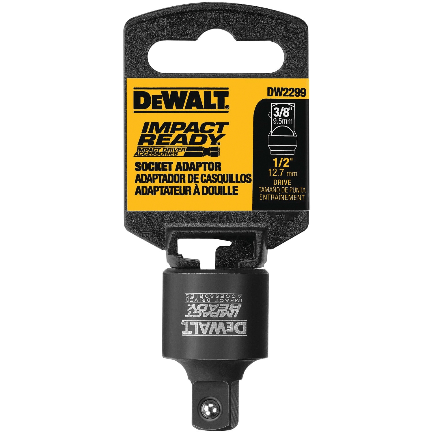 DEWALT DW2299 Socket Adapter, 1/2, 3/8 in Drive, Square Drive