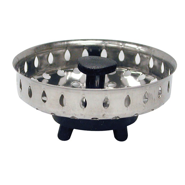 86720 Basket Strainer, 3-1/16 in Dia, Stainless Steel, Chrome, For: 3-1/4 in Drain Opening Sink