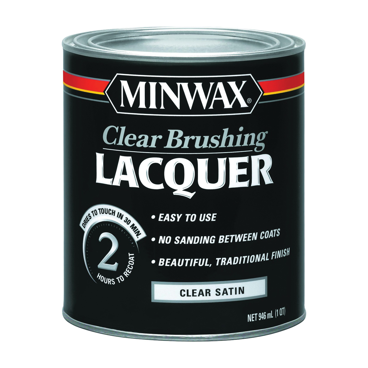 155100000 Brushing Lacquer, Satin, Liquid, Clear, 1 qt, Can