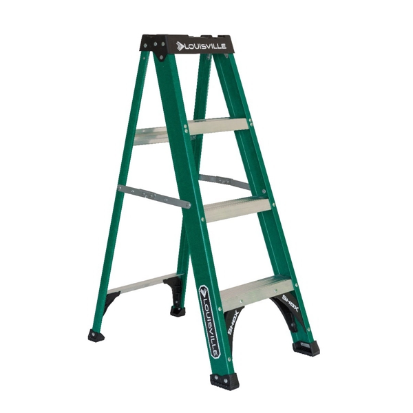 Louisville FS4004  4 ft. Step Ladder, 102 in. Max Reach, 3-Step, 225 lb, Type II Duty Rating, Fiberglass