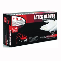 VEN4125 Non-Sterile Disposable Gloves, L/XL, Latex, Clear, 9 in L