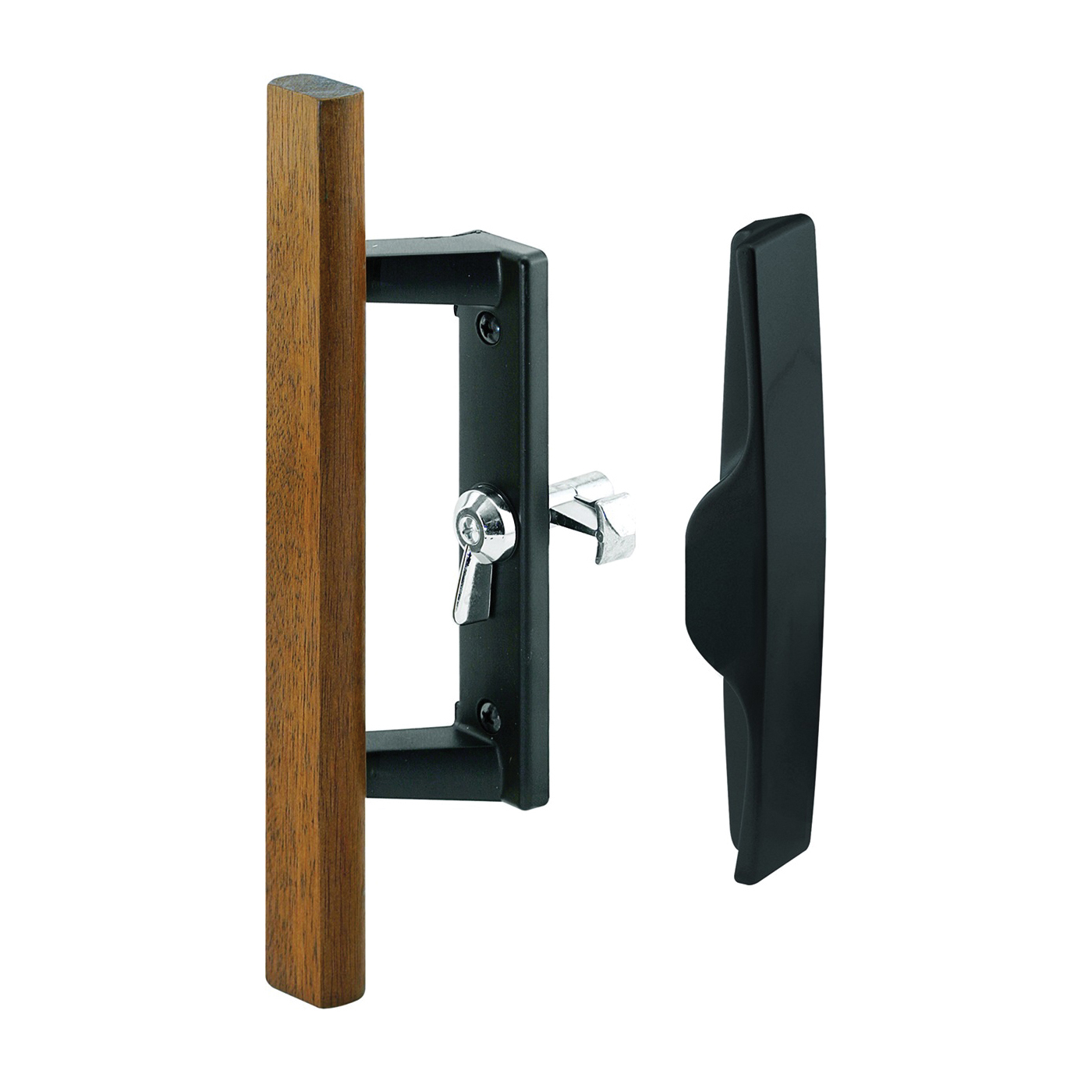 C 1107 Handleset, Black/Wood, For: 1 in THK Glass Sliding Doors