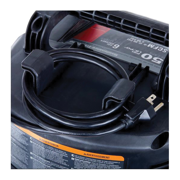 Porter-Cable C2002-WK Electric Air Compressor Kit, Tool Only, 6 gal Tank, 0.8 hp, 120 V, 150 psi Pressure, 2.6 scfm Air