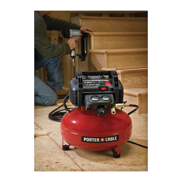 Porter-Cable C2002-WK Electric Air Compressor Kit, Tool Only, 6 gal Tank, 0.8 hp, 120 V, 150 psi Pressure, 2.6 scfm Air