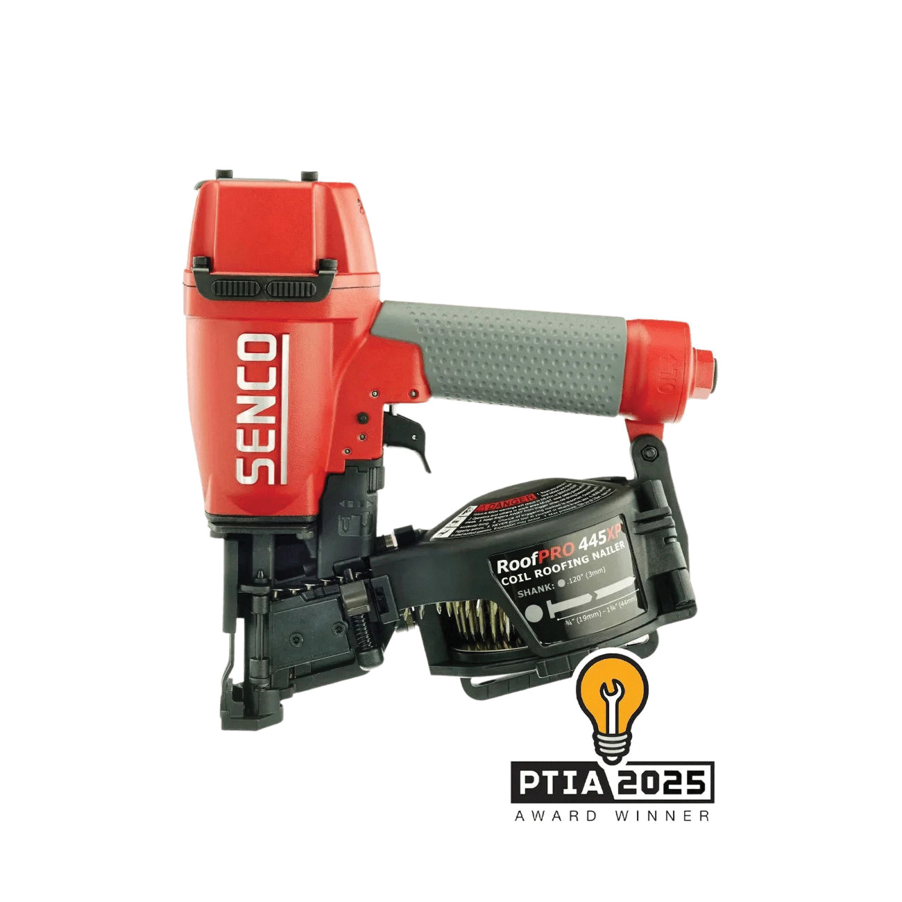 RoofPro Series 8V0001N Roofing Nailer, 120 Magazine, 15 deg Collation, Angled Wire Coil Collation, 3.86 scfm Air