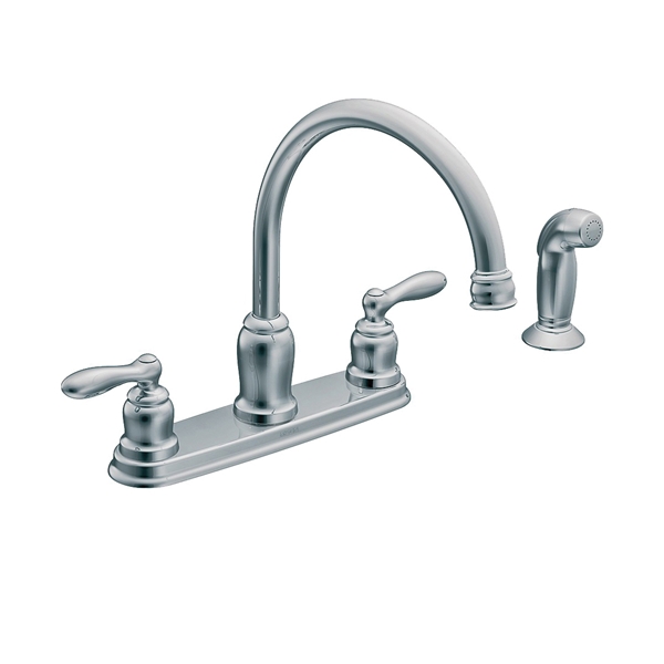 Caldwell Series CA87888 Kitchen Faucet, 1.5 gpm, 2-Faucet Handle, Stainless Steel, Chrome Plated, Deck Mounting