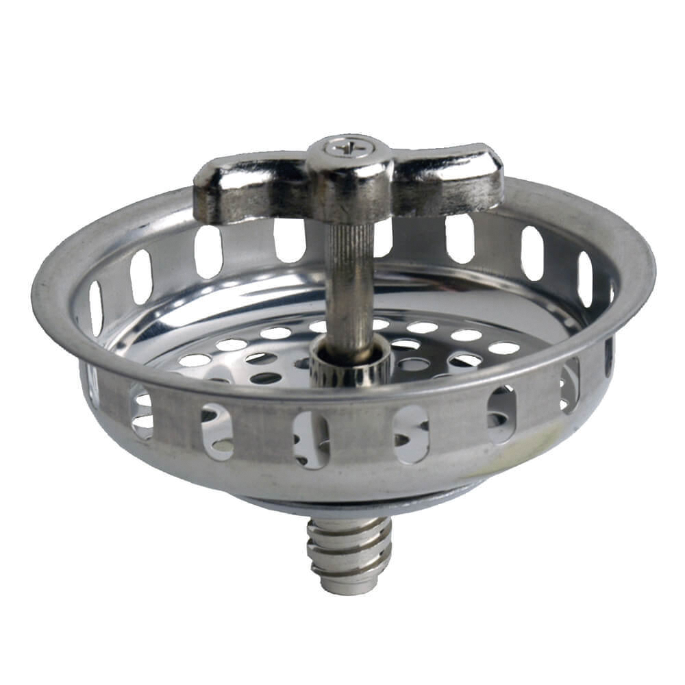 86800 Twist Tight Basket Strainer, 3-1/2 in Dia, Stainless Steel, Chrome