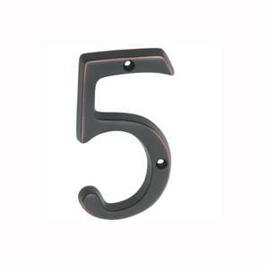 SC2-3056-716 House Number, Character: 5, 4 in H Character, Bronze Character, Brass
