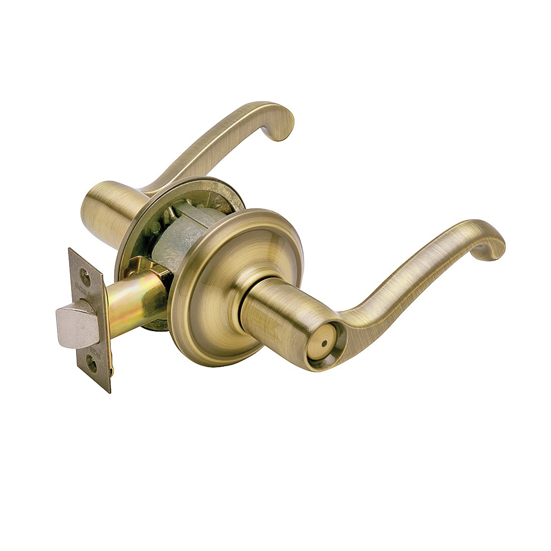 Schlage F Series F40 FLA 609 Privacy Lever, Mechanical Lock, Antique Brass, Metal, Residential, 2 Grade
