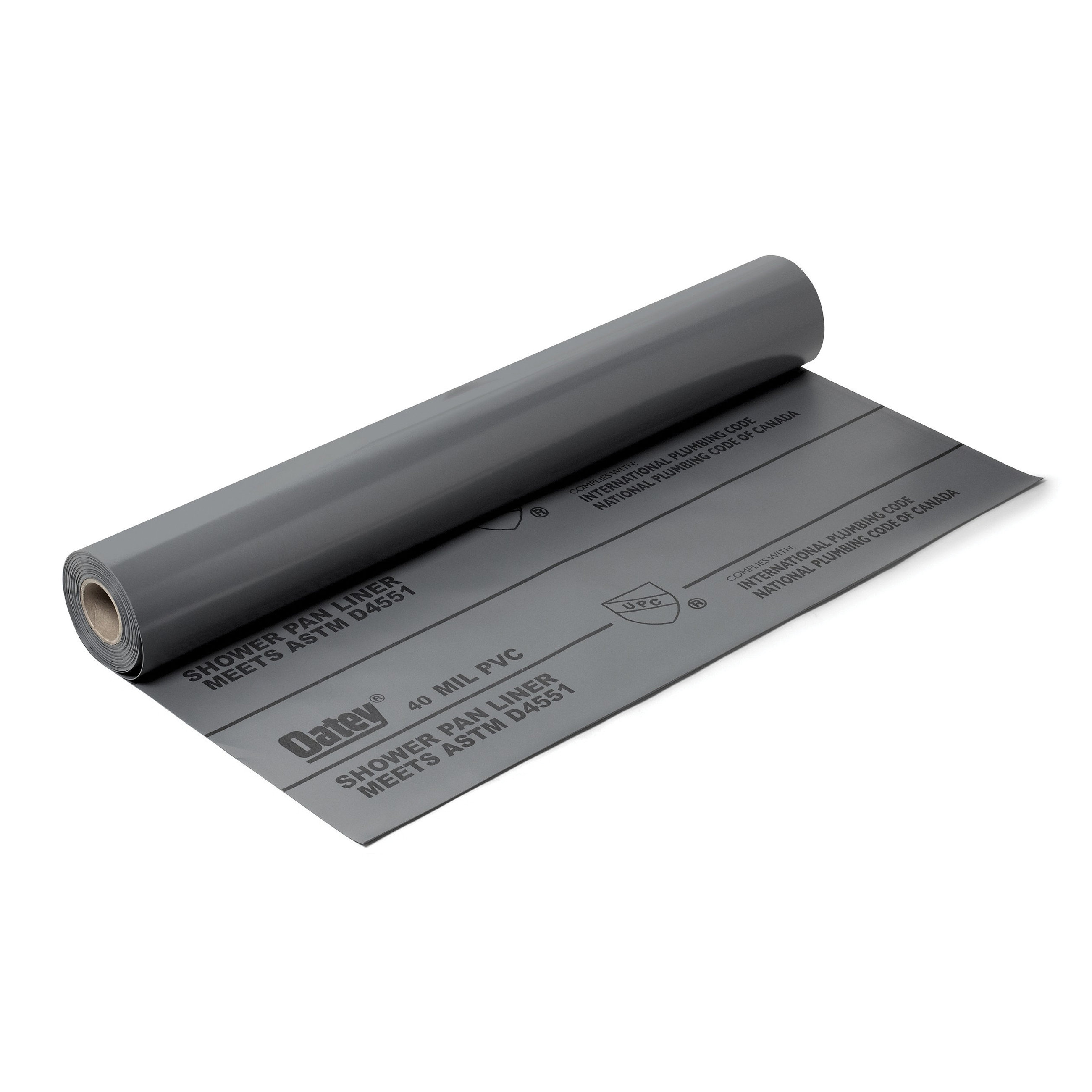 41594 Shower Pan Liner, 40 ft L, 5 ft W, PVC, Gray