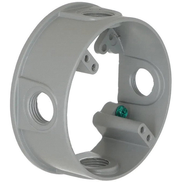 Hubbell 5363-0 Extension Adapter, 4 in L, 4 in W, 4-Knockout, Aluminum, Gray, Powder-Coated