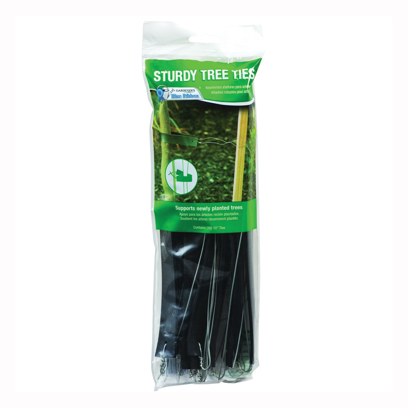T019B Sturdy Tree Tie, 10 in L, Rubber, Black