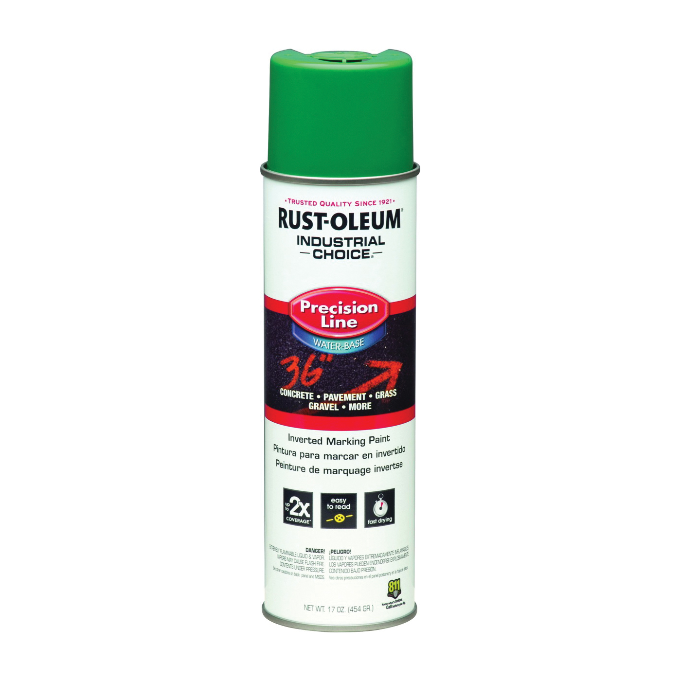 1834838 Inverted Marking Spray Paint, APWA Safety Green, 17 oz, Can
