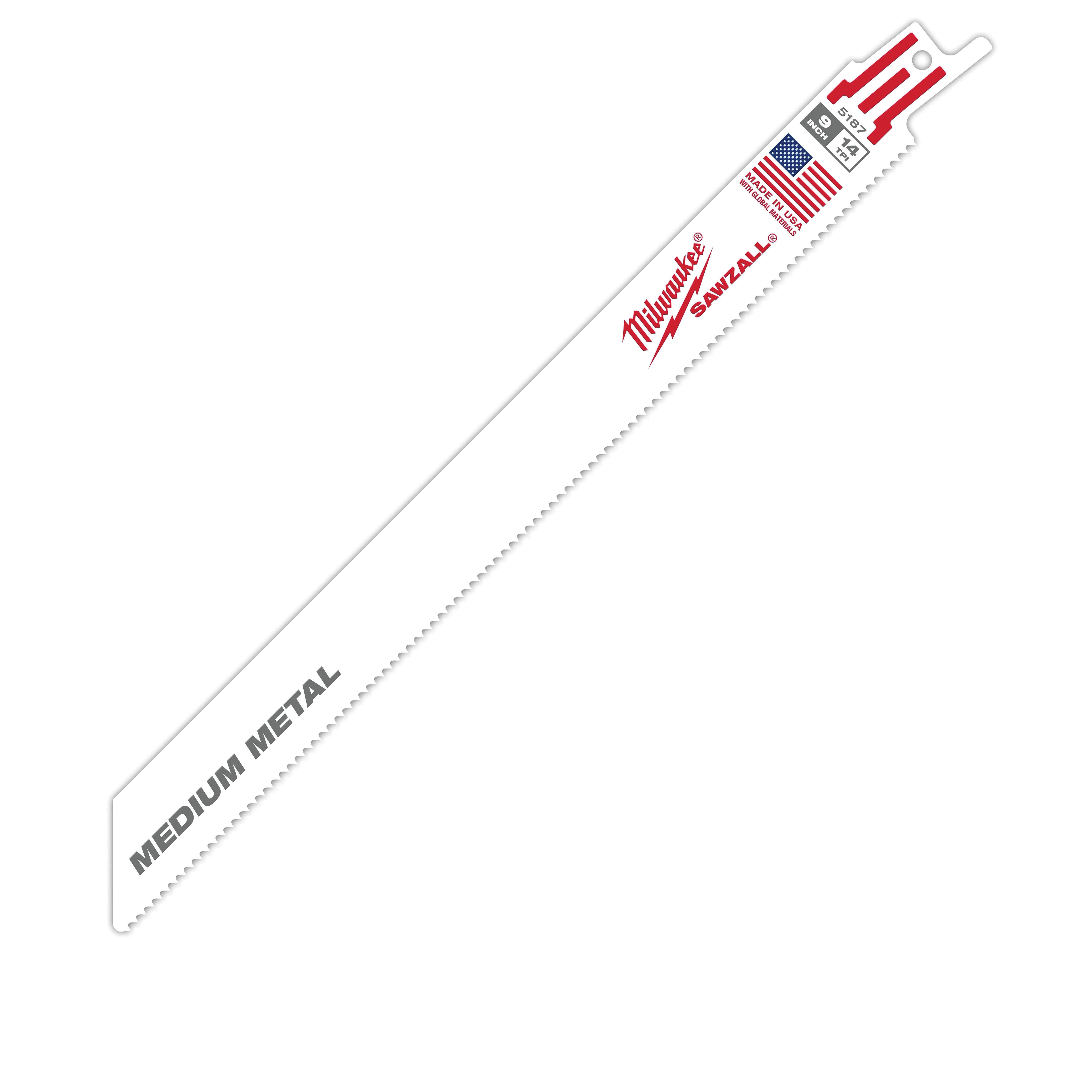 SAWZALL 48-01-7187 Reciprocating Saw Blade, 3/4 in W, 9 in L, 14 TPI, Bi-Metal Cutting Edge