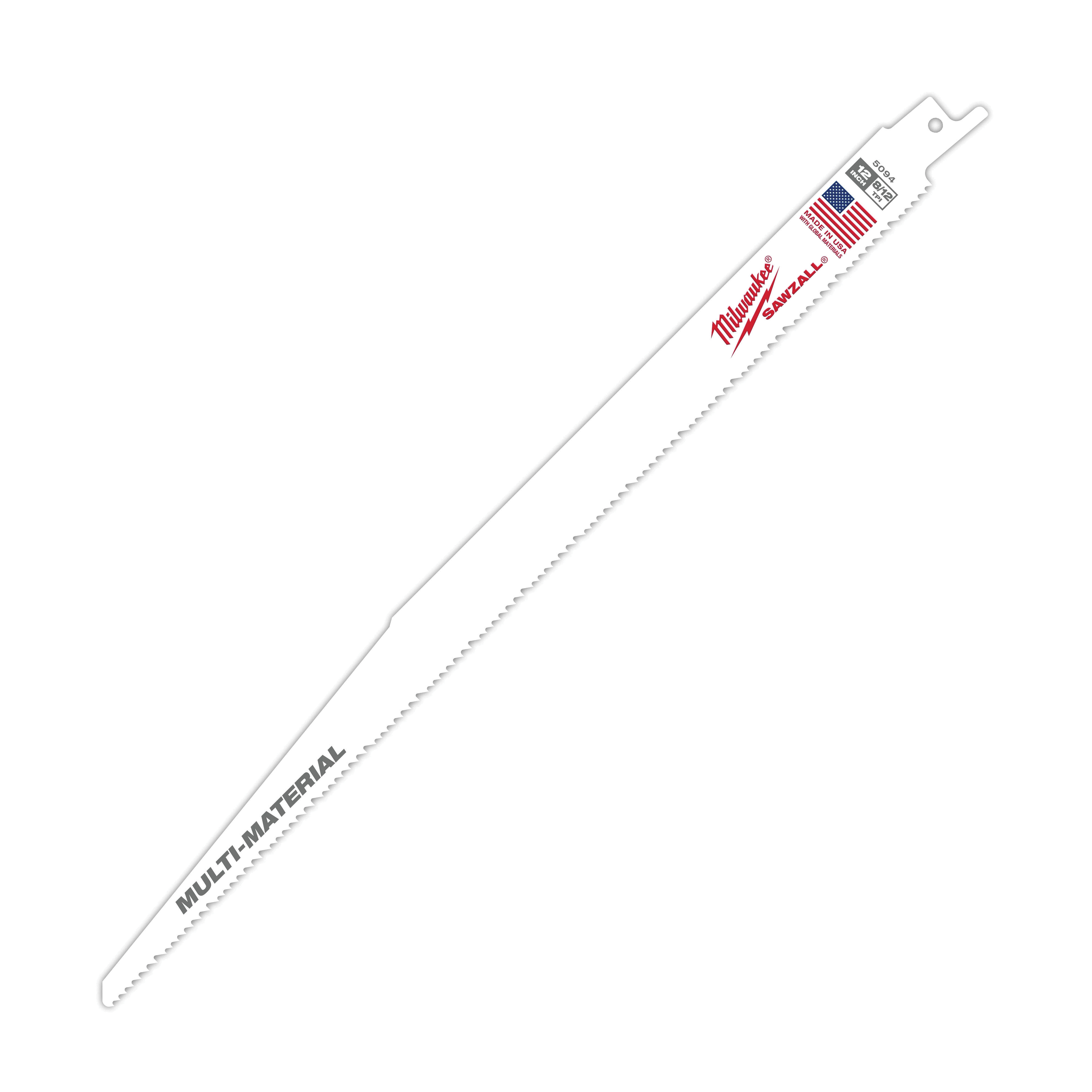 SAWZALL 48-01-2094 Reciprocating Saw Blade, 3/4 in W, 12 in L, 8/12 TPI, Bi-Metal Cutting Edge