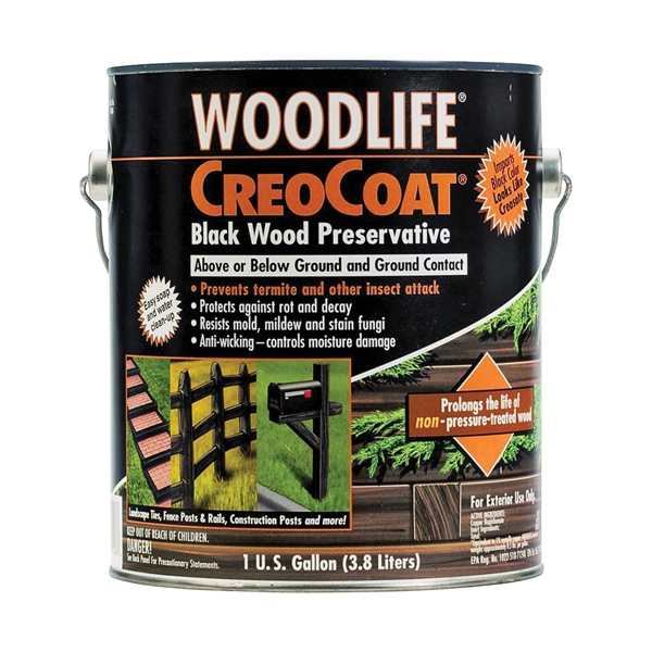 WOODLIFE 14436A Wood Preservative, Flat, Black, Liquid, 1 gal, Can