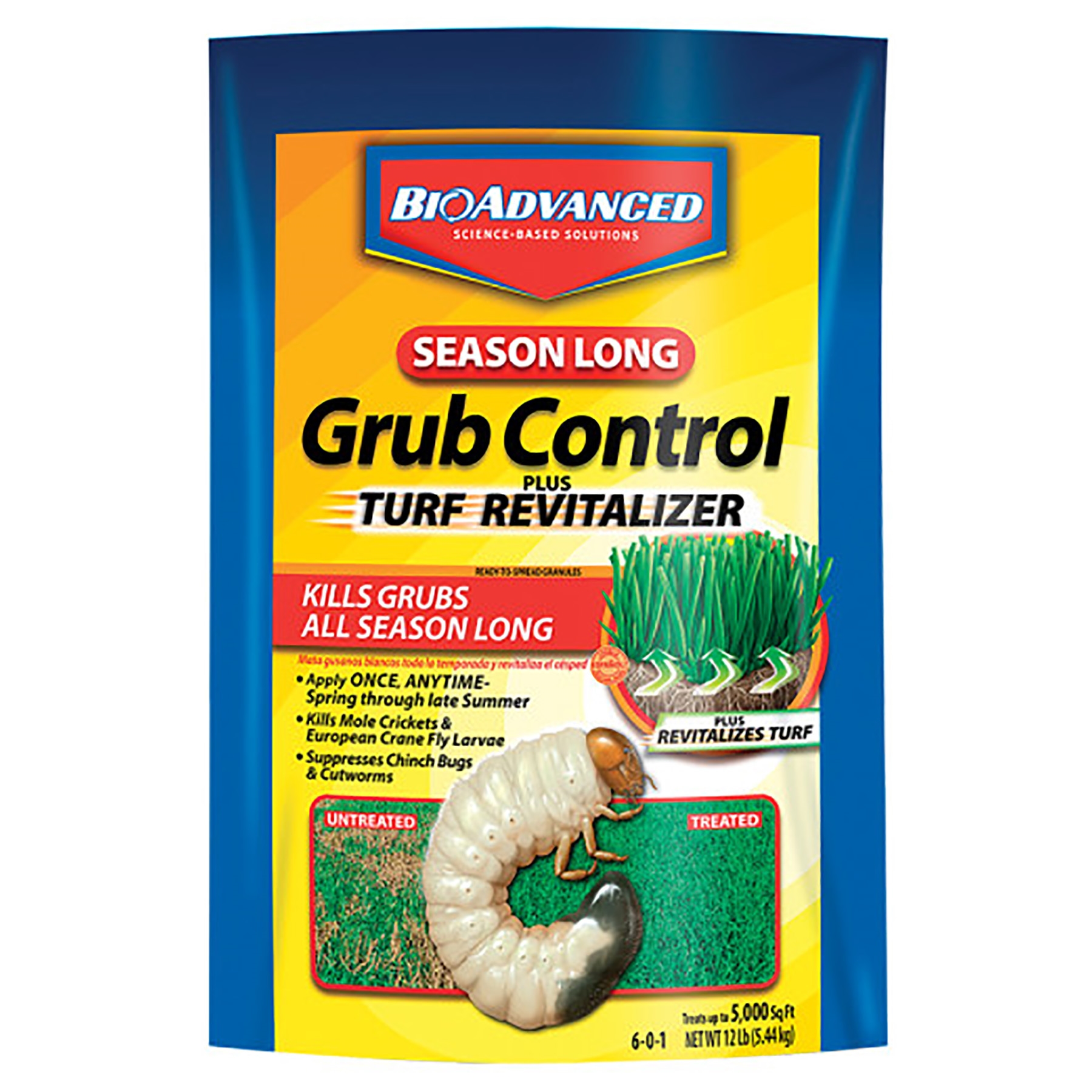BioAdvanced 700710S Grub Killer Plus Turf Revitalizer, Granular, Spreader Application, 12 lb Bag - 1