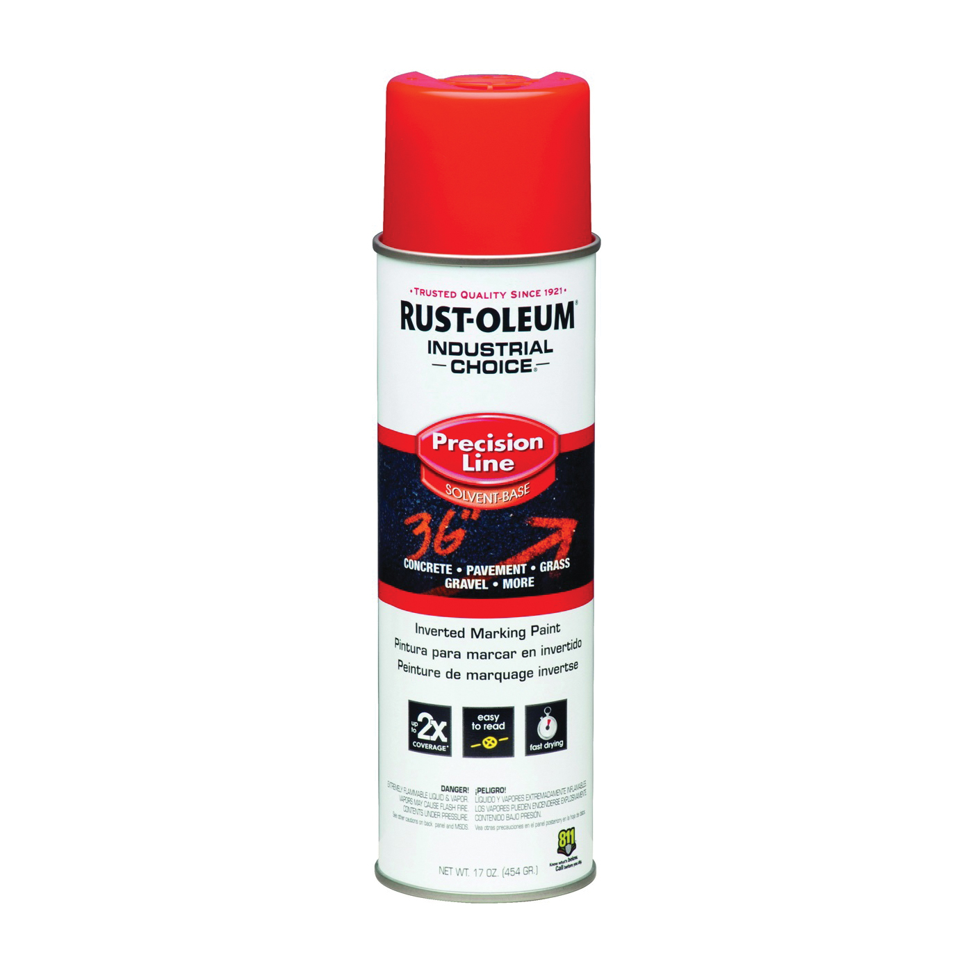 Rust-Oleum 1662838 Inverted Marking Spray Paint, Gloss, Fluorescent Red, 17 oz, Can