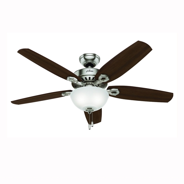53090 Ceiling Fan, 5-Blade, Brazilian Cherry/Stained Oak Blade, 52 in Sweep, 3-Speed, With Lights: Yes