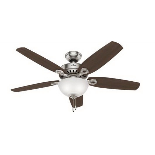 Hunter 53090 Ceiling Fan, 5-Blade, Brazilian Cherry/Stained Oak Blade, 52 in Sweep, 3-Speed, With Lights: Yes - 3