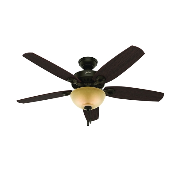 53091 Ceiling Fan, 5-Blade, Brazilian Cherry/Stained Oak Blade, 52 in Sweep, 3-Speed, With Lights: Yes
