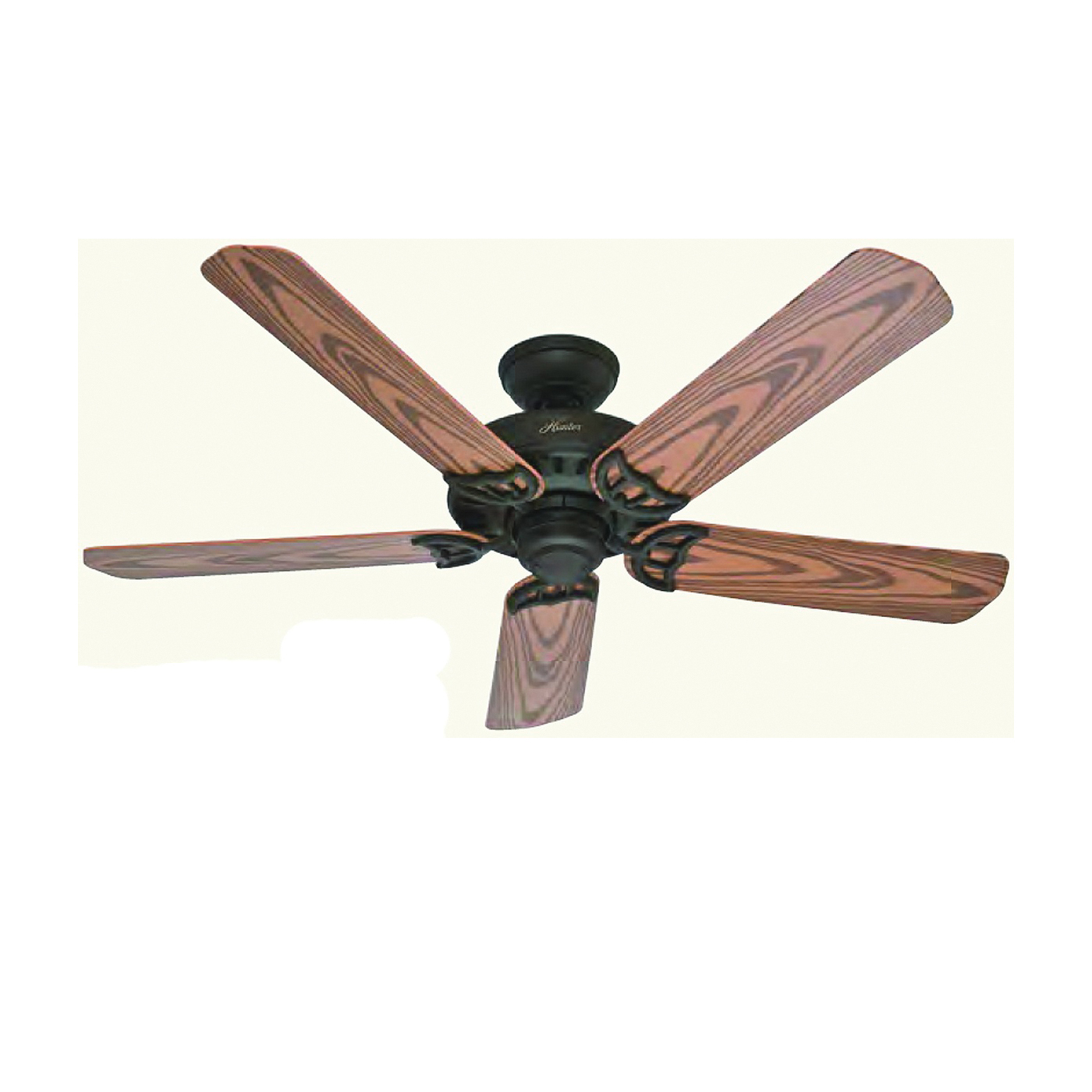Bridgeport Series 53126 Ceiling Fan, 5-Blade, Oak Blade, 52 in Sweep, Plastic Blade, 3-Speed, With Lights: No