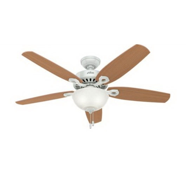 Hunter 53089 Ceiling Fan, 5-Blade, Beech/White Blade, 52 in Sweep, 3-Speed, With Lights: Yes - 3