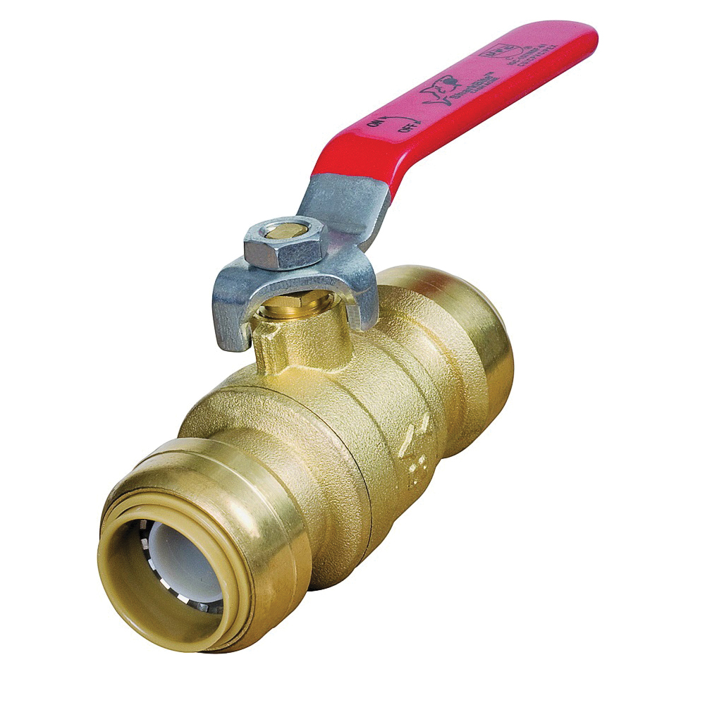 22185-0000LF Ball Valve, 3/4 x 3/4 in Connection, Push-Fit x Push-Fit, 200 psi Pressure, Manual Actuator, Brass Body