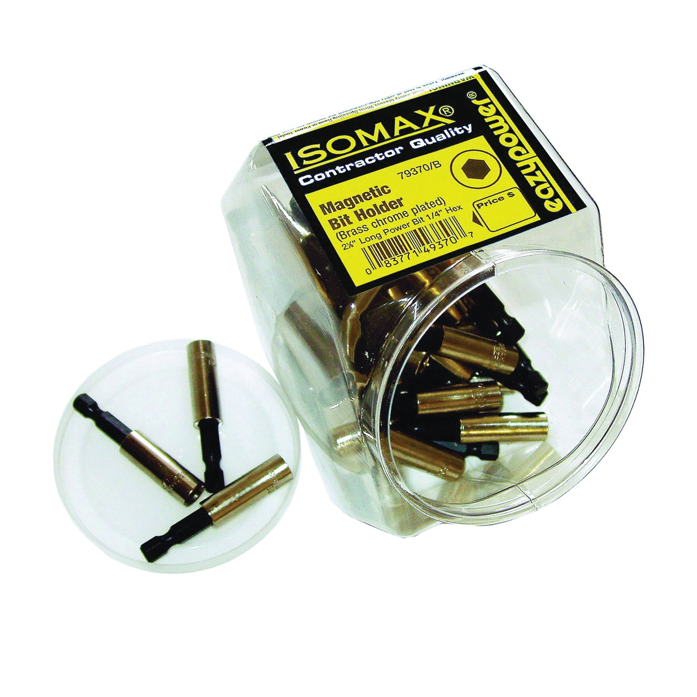 00370 Bit Holder, 1/4 in Drive, Hex Drive, 50 pk