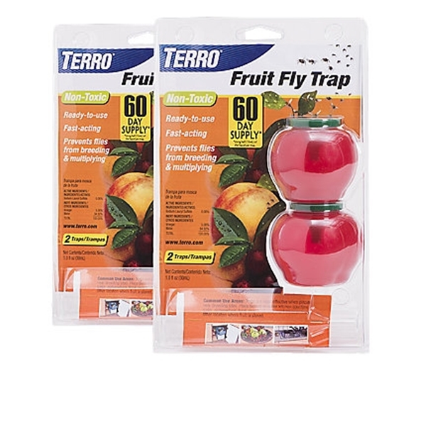 TERRO T2502 Fruit Fly Trap, Liquid, Vinegar, 2 Pack - 1