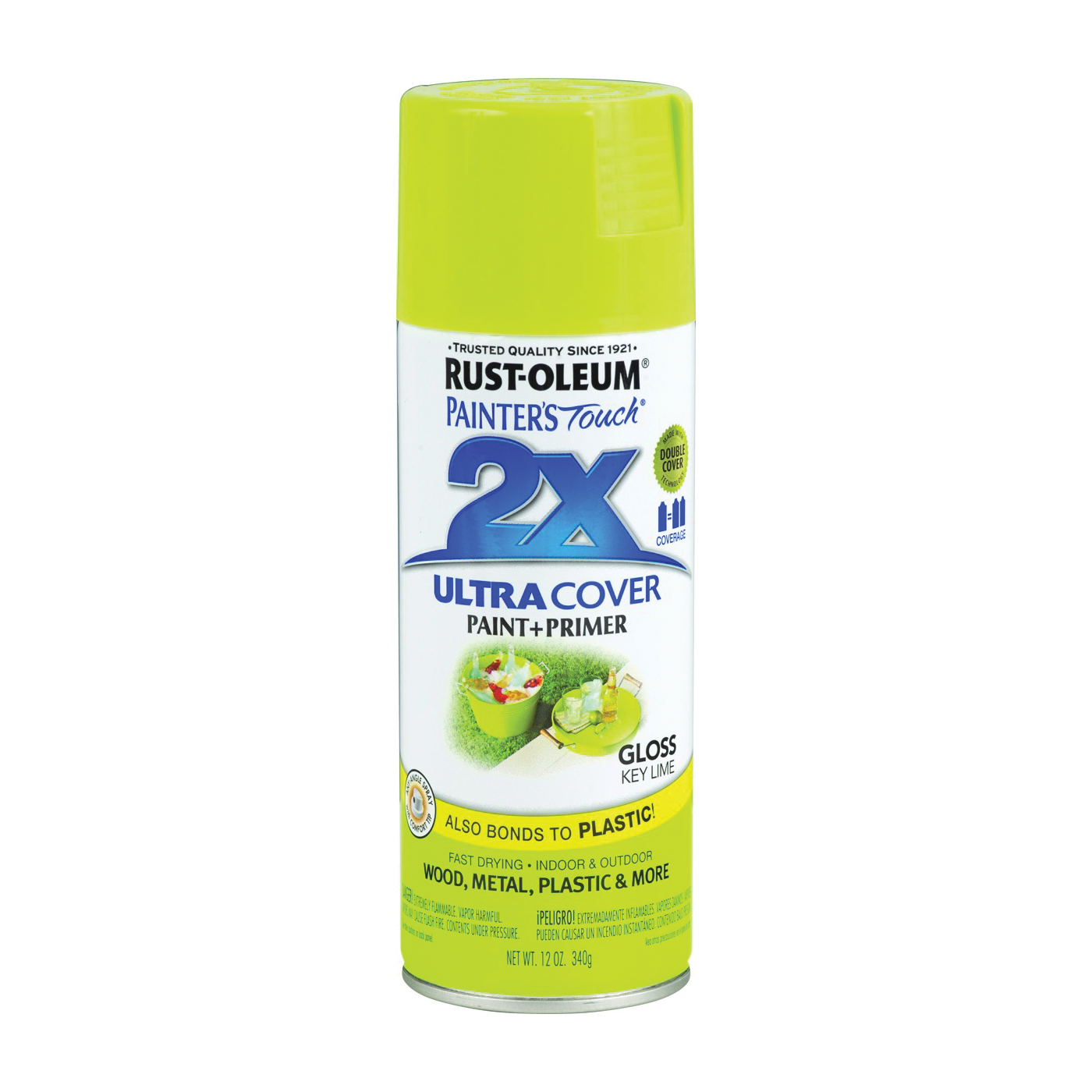 2X Ultra Cover 249104 Spray Paint, Gloss, Key Lime, 12 oz, Can - 1