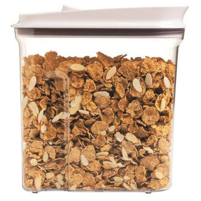 11114000 Cereal Dispenser, 3.4 qt Capacity, Plastic/Silicone, Clear, 10.2 in L, 4.3 in W, 10-1/2 in H