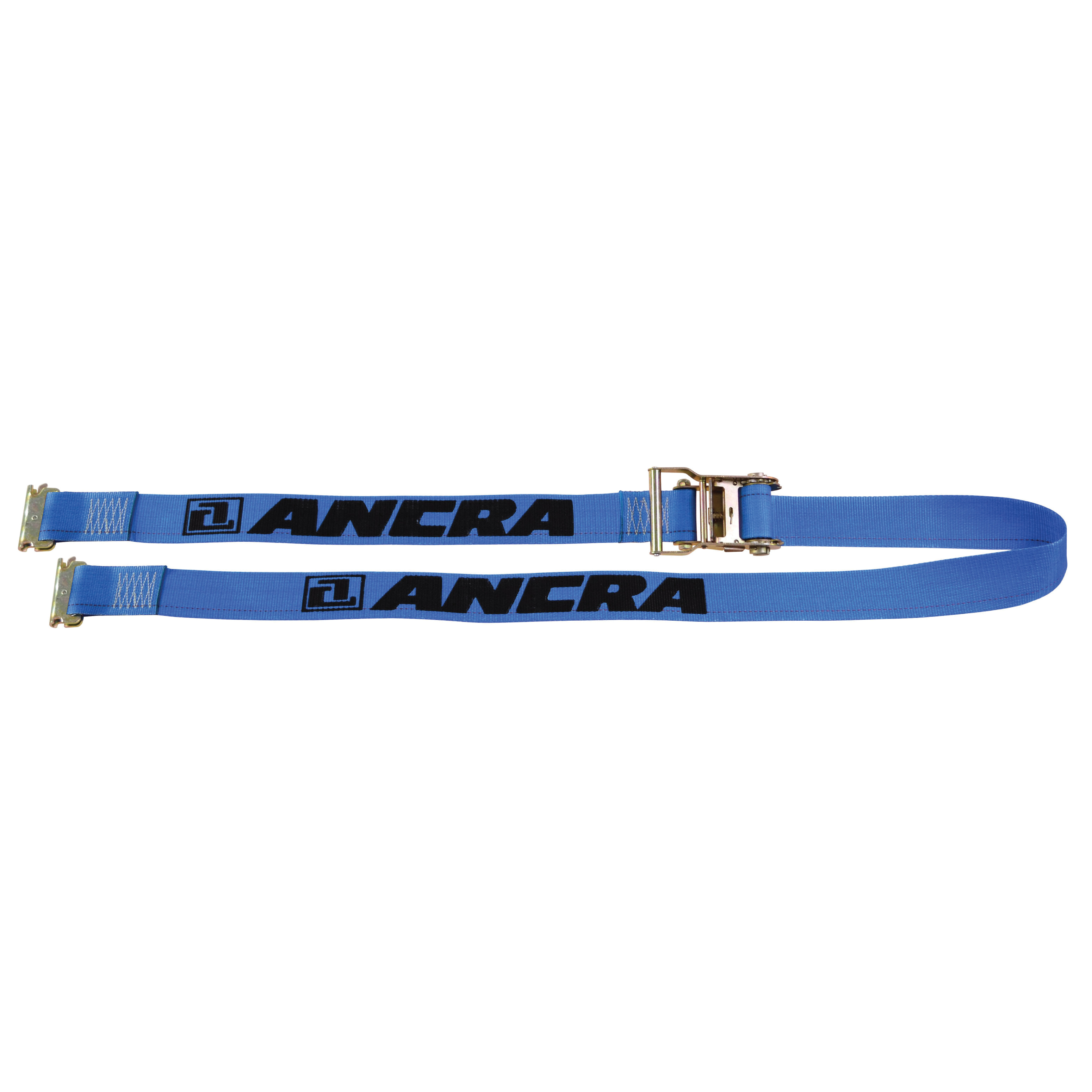 E Series 48672-15 Logistic Strap, 2 in W, 20 ft L, Polyester, Blue, 1000 lb Working Load, Spring Actuated End