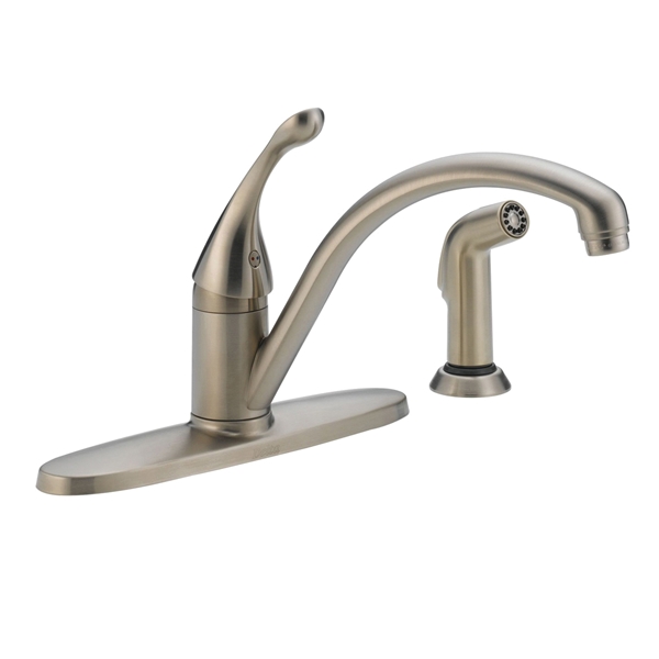 COLLINS Series 440-SS-DST Kitchen Faucet with Side Sprayer, 1.8 gpm, 1-Faucet Handle, Brass, Stainless Steel