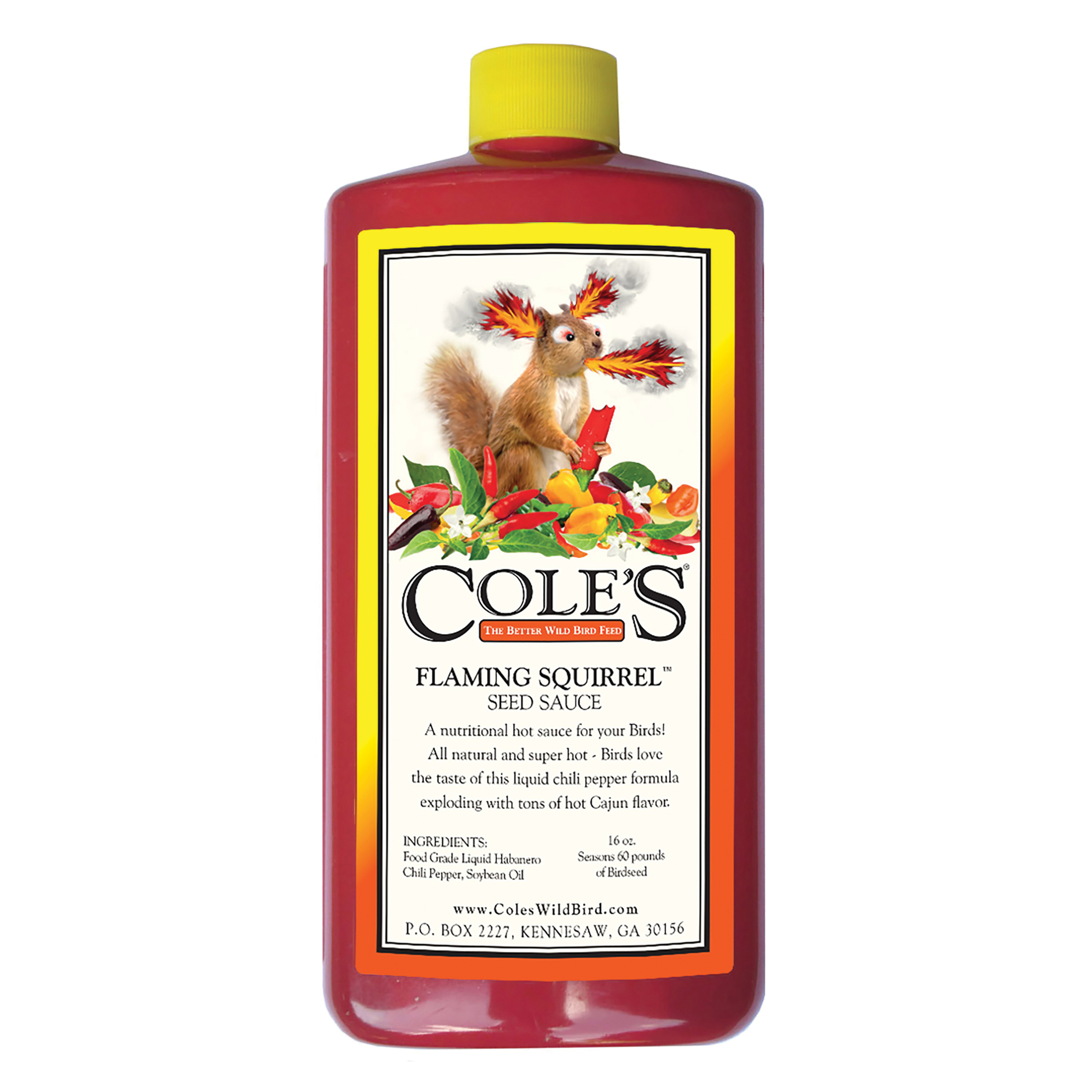 Cole's Flaming Squirrel Seed Sauce FS16 Bird Seed, Cajun Flavor, 16 oz Bottle