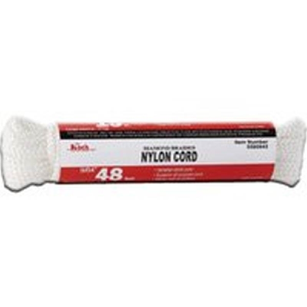 5580945 Braided Cord, 9/64 in Dia, 48 ft L, Nylon, White