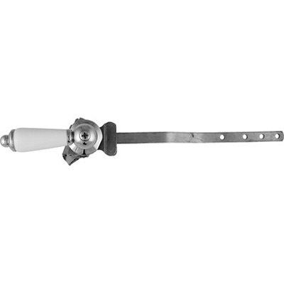 PP835-73 Toilet Flush Lever, Front Mounting, 9 in L Flush Arm, Metal/Porcelain, Chrome-Plated