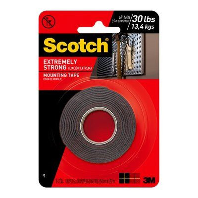 Scotch 414 Mounting Tape, 60 in L, 1 in W, Black - 1