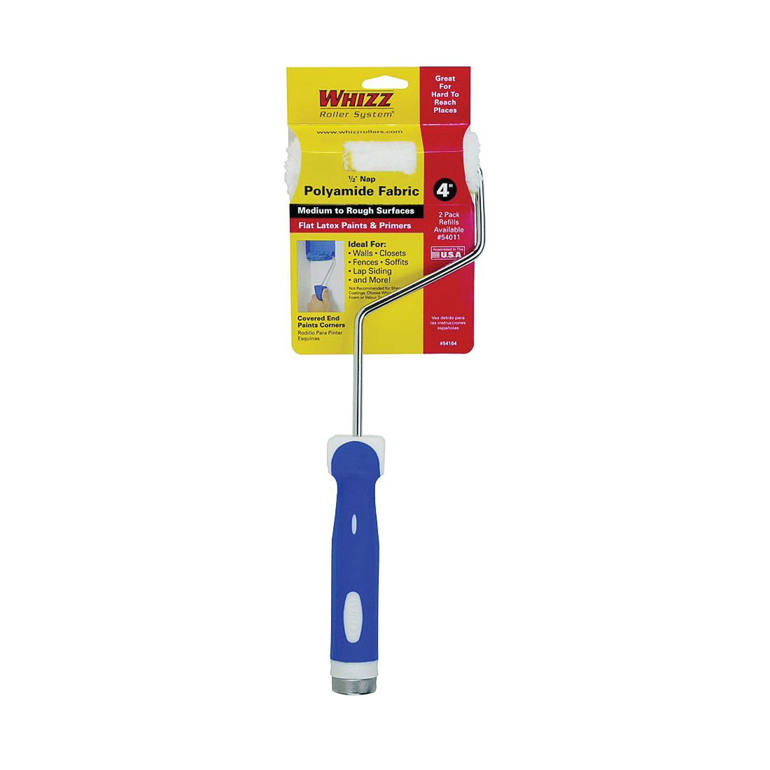 54164 Mini Roller Cover and Frame, 1/2 in Nap, Polyamide Cover, Polyamide Fabric Roller, Soft Touch Handle