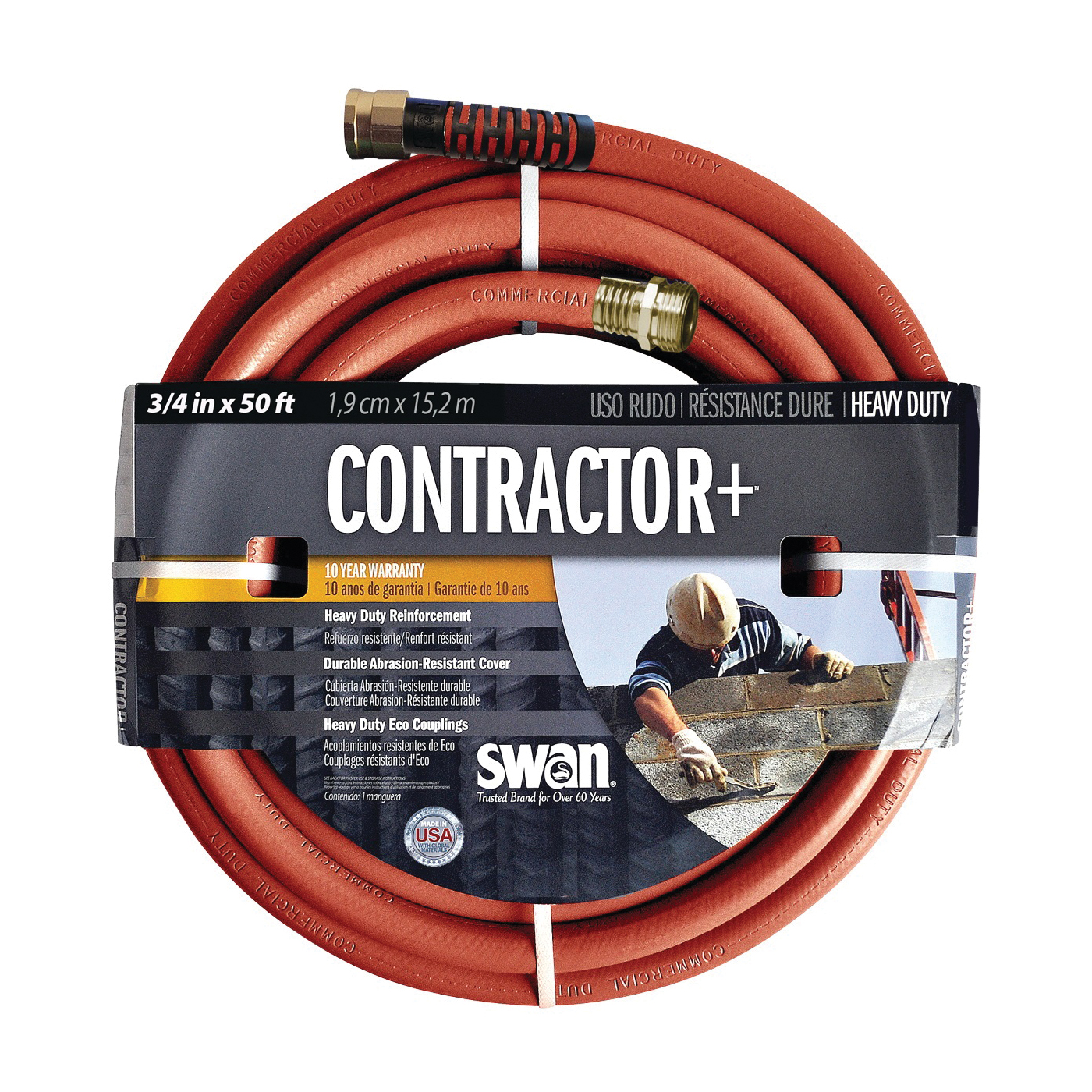 SNCG34050 Garden Hose, 3/4 in, 50 ft L, Rubber/Vinyl, Red