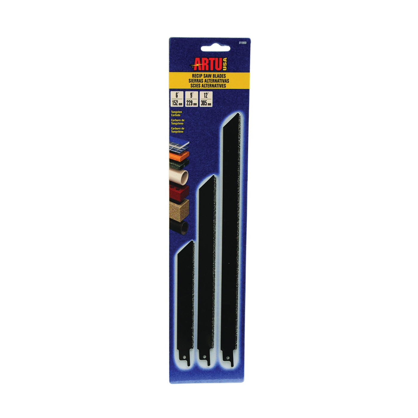 01800 Reciprocating Saw Blade Set, 4-Piece, Tungsten Carbide