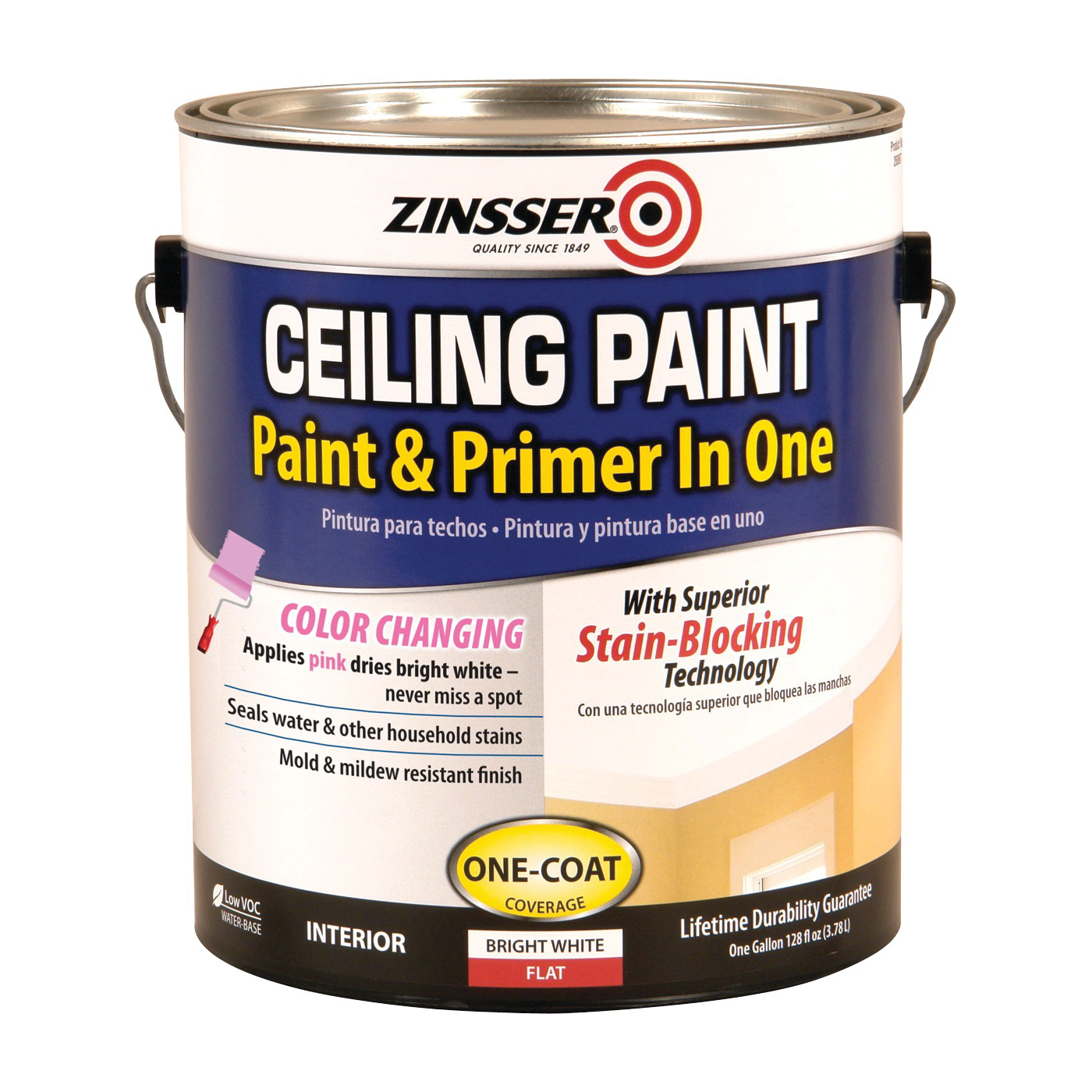 Zinsser 260967 Ceiling Paint, Flat, Bright White, 1 gal, Can, Water