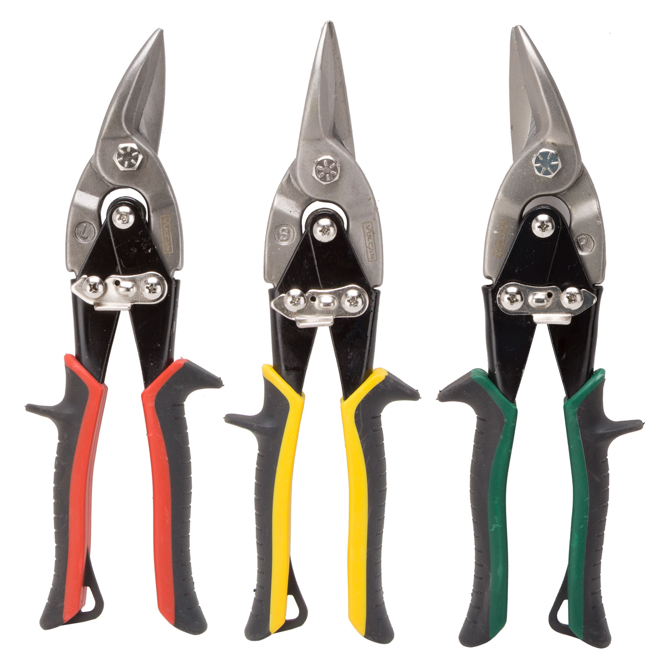 JL-TS3PCS Aviation Snip Set, 10-1/8 in OAL, 1.2 mm L Cut, Left/Right/Straight Cut, Chrome Vanadium Steel Blade
