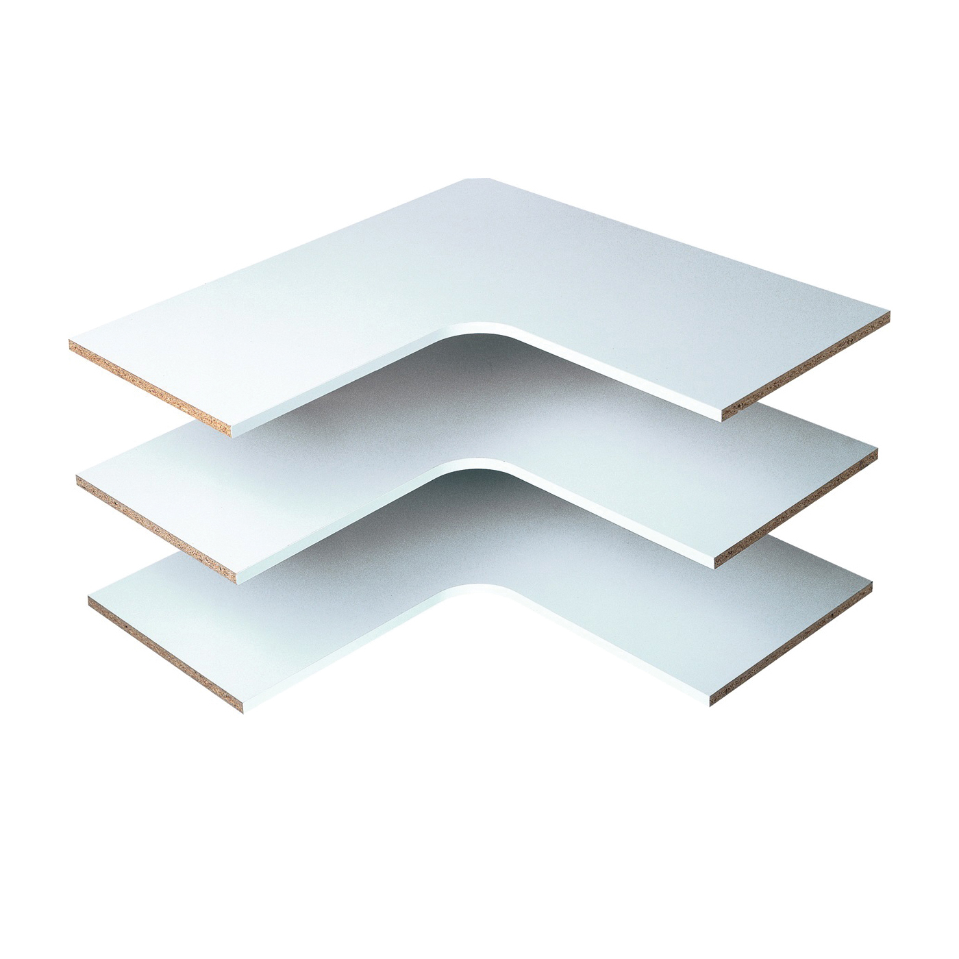 RS3003 Series Corner Shelf, 14 in L, 29-7/8 in W, Laminated, White